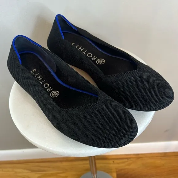 ROTHY'S The Flat Women's‎ Slip-On Shoes Classic Round Toe Black Ballet Core 10.5