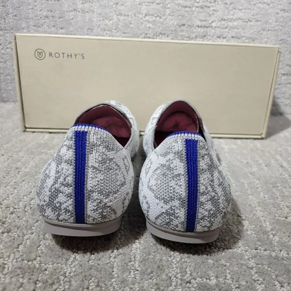 Rothys The Loafer Ivory Grey Snake Round Toe Slip on Shoes Womens Size 7.5, 8, 9
