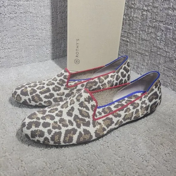 Rothy's The Loafer Mocha Spot Round Toe Slip On Flat Shoes Women's Size 7.5, 8.5