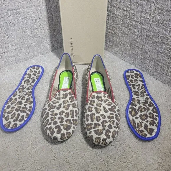 Rothy's The Loafer Mocha Spot Round Toe Slip On Flat Shoes Women's Size 7.5, 8.5