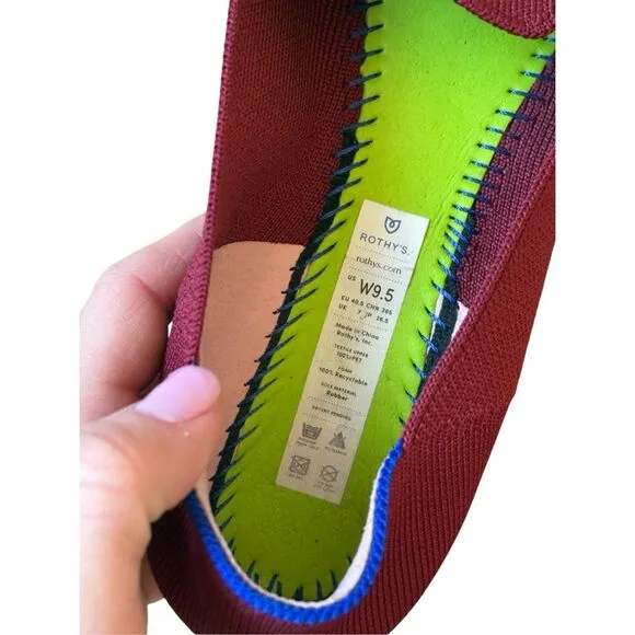 Rothy’s The Loafer Women’s Flats Shoes Slip On Round Toe Red Size 9.5