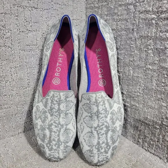 Rothy's The Loafer Women's Size 11 US Grey Snake Round Toe Slip on Flat Shoes