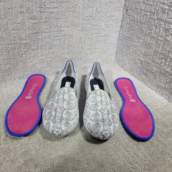Rothy's The Loafer Women's Size 11 US Grey Snake Round Toe Slip on Flat Shoes
