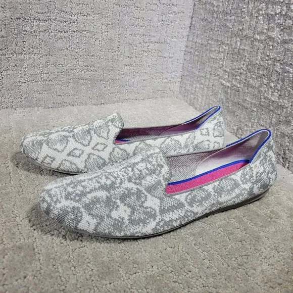 Rothy's The Loafer Women's Size 11 US Grey Snake Round Toe Slip on Flat Shoes