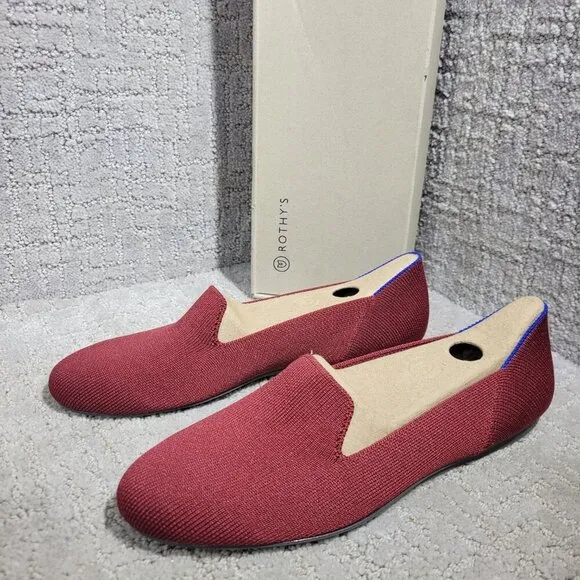 Rothy's The Loafer Women's Size 6 US Red Cinnamon Round Toe Slip On Flat Shoes