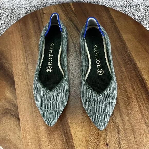 Rothy's The Loafer Women's Size 7 Safari Green Round Toe Flats Shoes Authentic