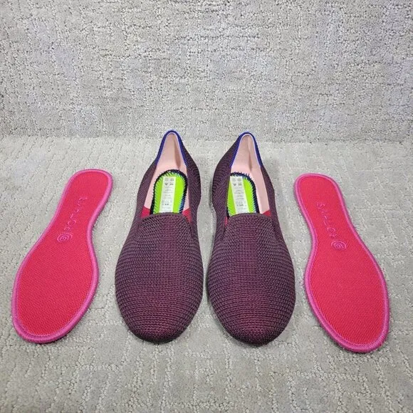 Rothy's The Loafer Women's Size 8.5 US Berry Lattice Stitch Slip on Flat Shoes