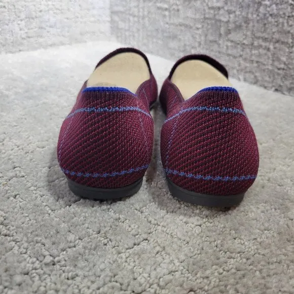 Rothy's The Loafer Women's Size US 5.5 Burgundy Grid Plaid Slip On Flat Shoes