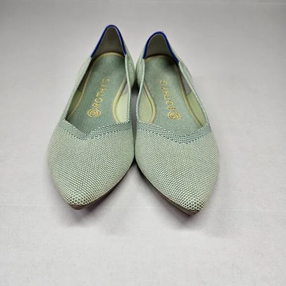 Rothy's The Point Ballet Flats Womens Size 10 Mint Green Pointed Toe Knit Office