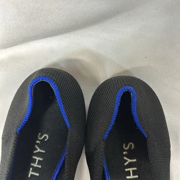 Rothy's The Point Black and blue new  Flats shoes size 8W