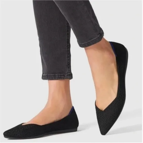 Rothy's The Point Black Shoes Ballet Flats Pointed Toe Soft Recycle Size W7
