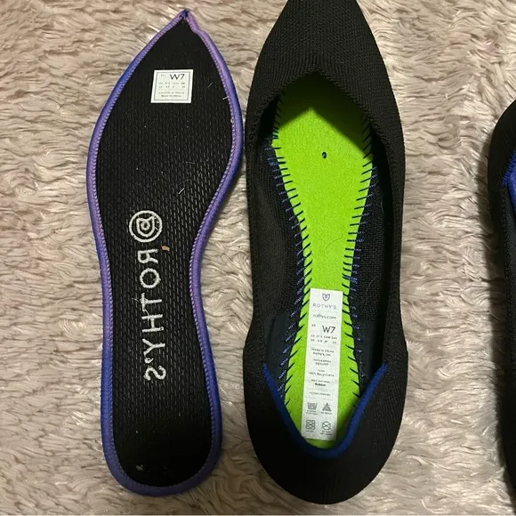 Rothy's The Point Black Shoes Ballet Flats Pointed Toe Soft Recycle Size W7