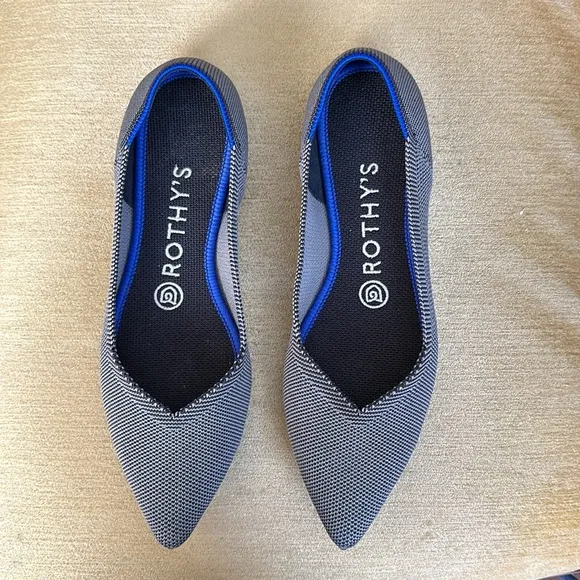 Rothy’s The Point Cloud Gray Pointed Flats Shoes Size 7