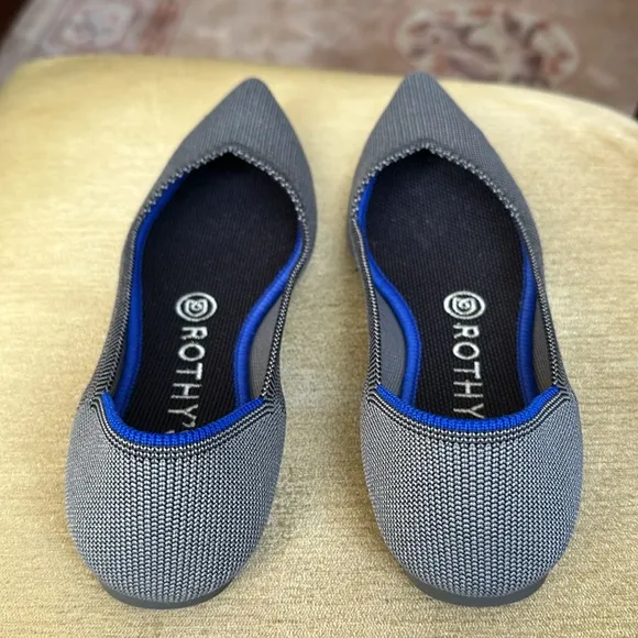 Rothy’s The Point Cloud Gray Pointed Flats Shoes Size 7