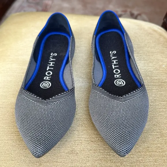 Rothy’s The Point Cloud Gray Pointed Flats Shoes Size 7