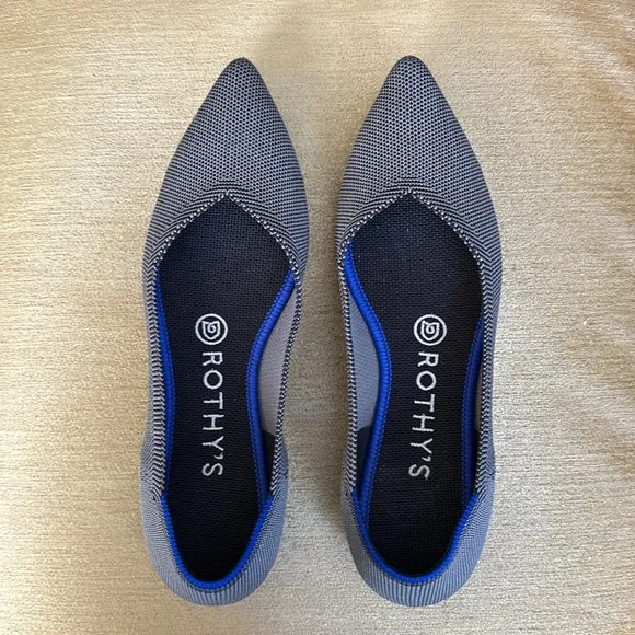 Rothy’s The Point Cloud Gray Pointed Flats Shoes Size 7