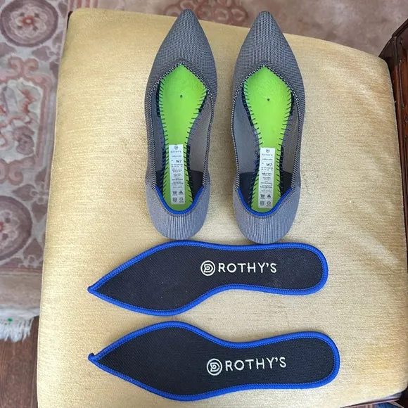 Rothy’s The Point Cloud Gray Pointed Flats Shoes Size 7