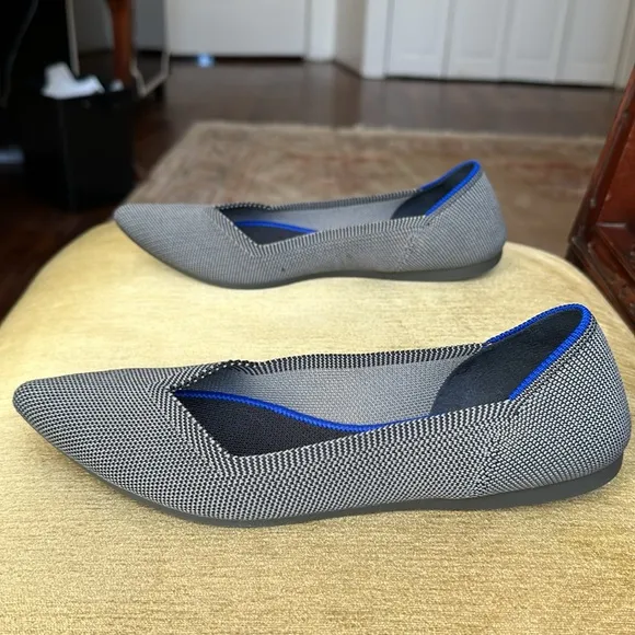 Rothy’s The Point Cloud Gray Pointed Flats Shoes Size 7
