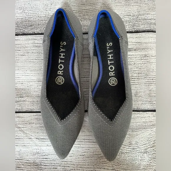 Rothy’s The Point Cloud Grey pointed flats with inserts size 7