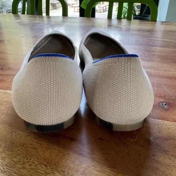 Rothy’s The Point Flats in Ecru with Leopard Sole, Size 10, Ivory Cream Light