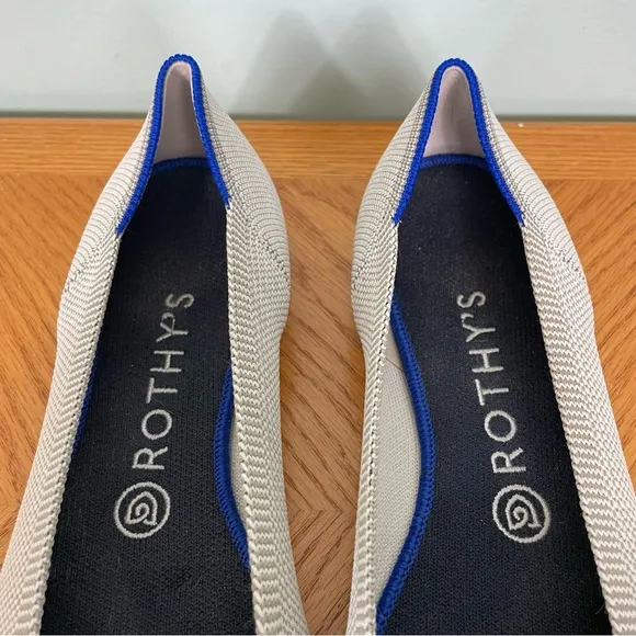 Rothys The Point Flax Retired Birdseye Flats Gray Blue Size 9