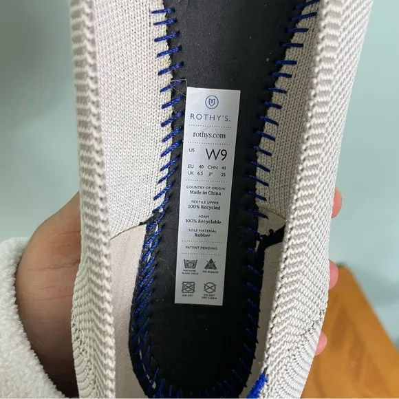 Rothys The Point Flax Retired Birdseye Flats Gray Blue Size 9