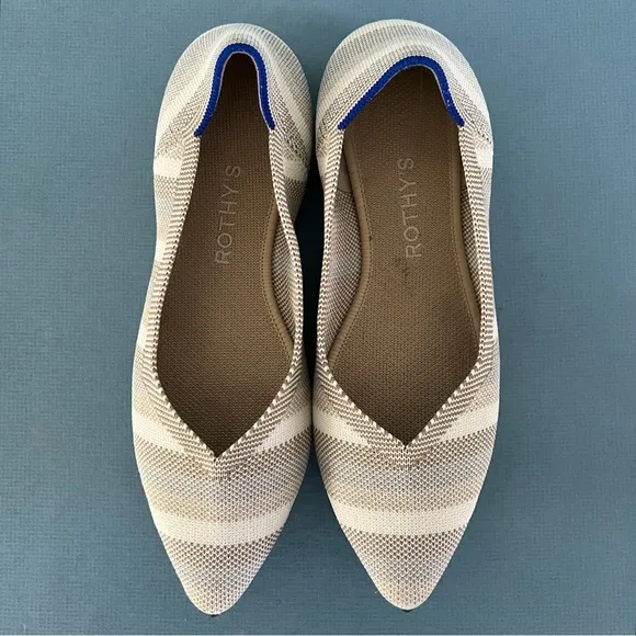 Rothy’s The Point Golden Stripe Metallic Retired Knit Flats