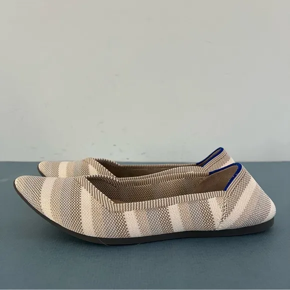 Rothy’s The Point Golden Stripe Metallic Retired Knit Flats