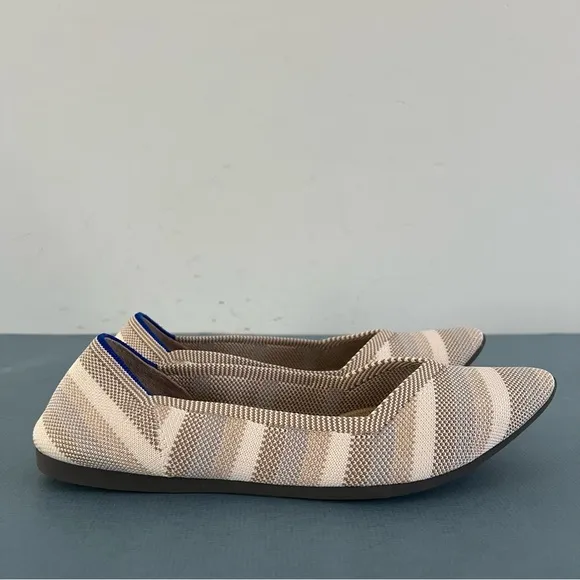 Rothy’s The Point Golden Stripe Metallic Retired Knit Flats