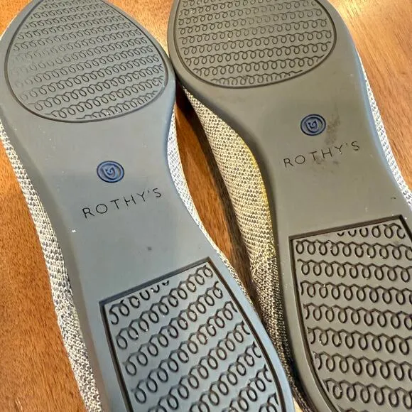 Rothy's The Point Gray Pointed Toe Flat Ballet Shoes Knit Chic Casual Size Sz 8