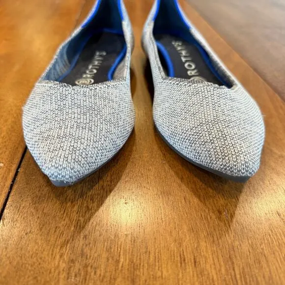 Rothy's The Point Gray Pointed Toe Flat Ballet Shoes Knit Chic Casual Size Sz 8