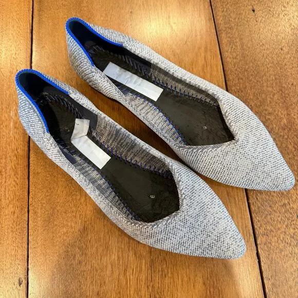Rothy's The Point Gray Pointed Toe Flat Ballet Shoes Knit Chic Casual Size Sz 8