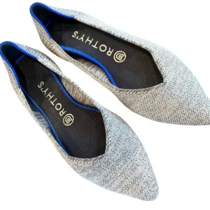 Rothy's The Point Gray Pointed Toe Flat Ballet Shoes Knit Chic Casual Size Sz 8