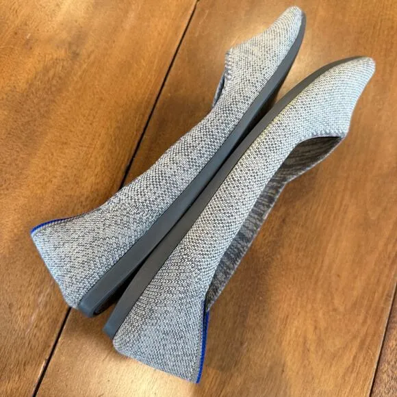 Rothy's The Point Gray Pointed Toe Flat Ballet Shoes Knit Chic Casual Size Sz 8