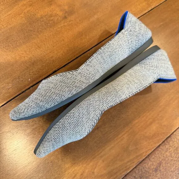 Rothy's The Point Gray Pointed Toe Flat Ballet Shoes Knit Chic Casual Size Sz 8