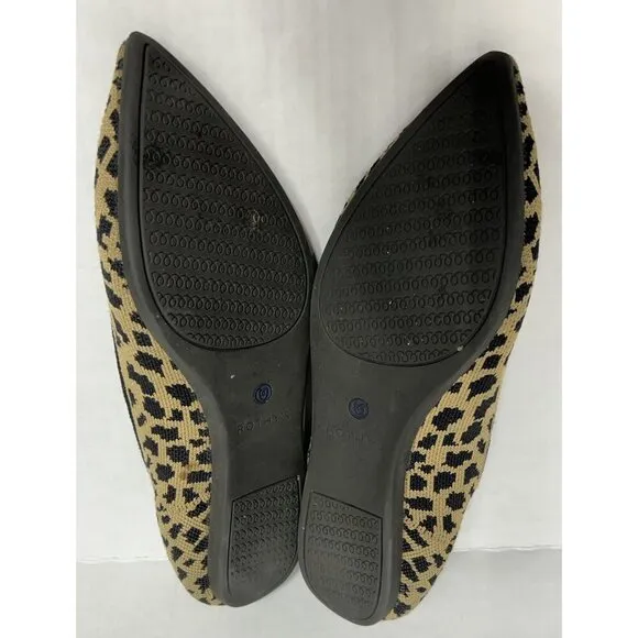 Rothy’s The Point Leopard Cheetah Slip On Flats Shoes Size 8 Pointed Toe Comfort
