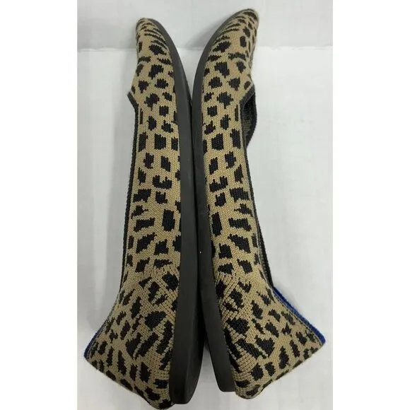 Rothy’s The Point Leopard Cheetah Slip On Flats Shoes Size 8 Pointed Toe Comfort