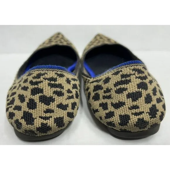 Rothy’s The Point Leopard Cheetah Slip On Flats Shoes Size 8 Pointed Toe Comfort