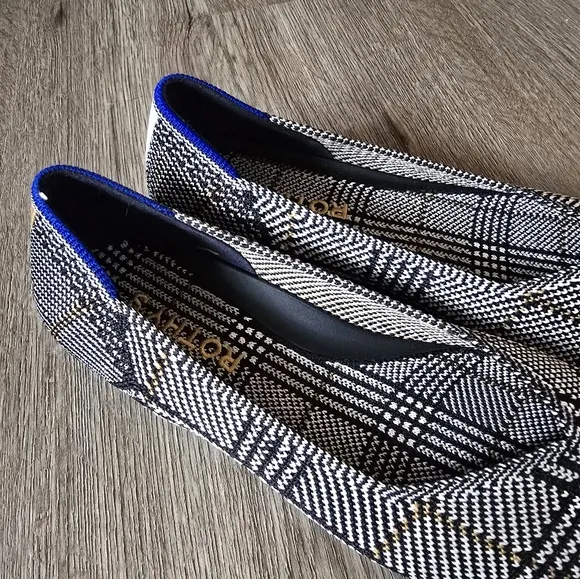 Rothy's The Point Li Flats In Black Glen Size 5 NWOT