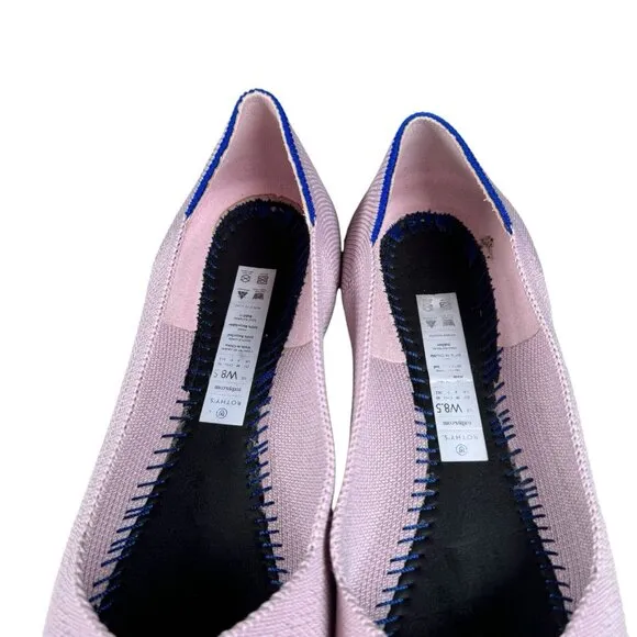 Rothy’s “THE POINT”‎ Light Pink Knit Pointed Toe Slip On Flats Women's Size 8.5
