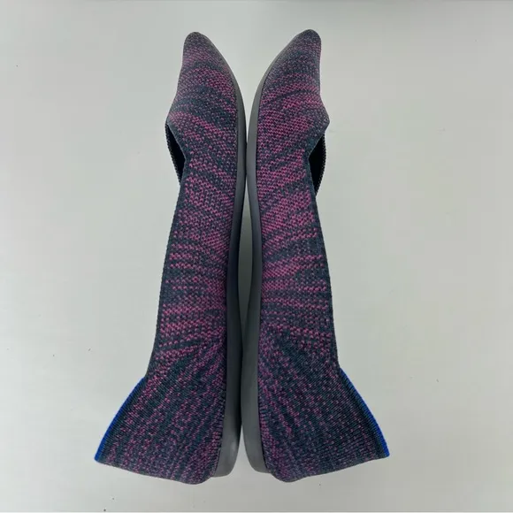 ROTHY’S The Point Magenta Heather Purple Blue Pointed Toe Slip On Flats Sz 9.5