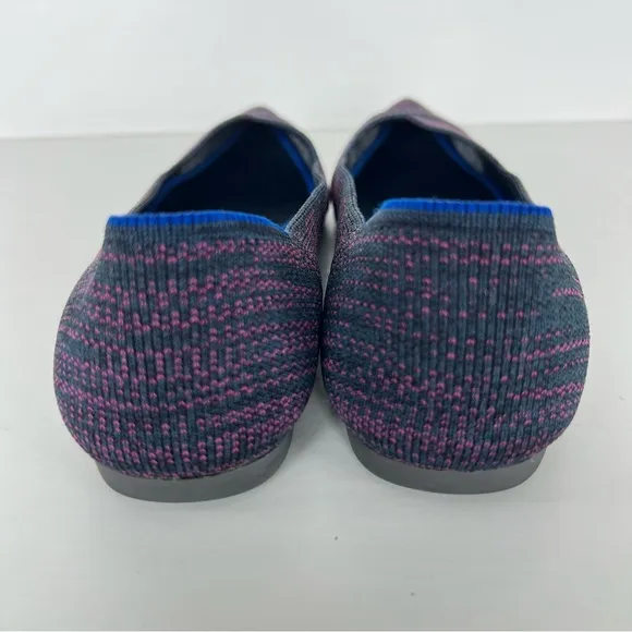 ROTHY’S The Point Magenta Heather Purple Blue Pointed Toe Slip On Flats Sz 9.5