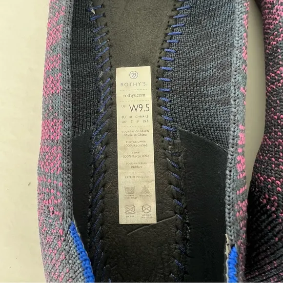 ROTHY’S The Point Magenta Heather Purple Blue Pointed Toe Slip On Flats Sz 9.5