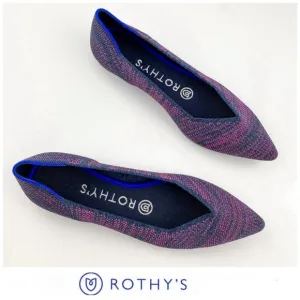 ROTHY’S The Point Magenta Heather Purple Blue Pointed Toe Slip On Flats Sz 9.5