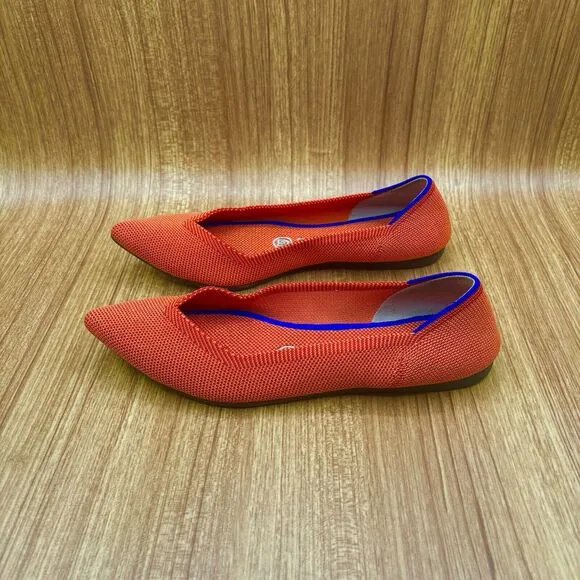 Rothy's The Point Pointed Toe Ballet Flats Pumpkin Spice Orange Women's Size 7
