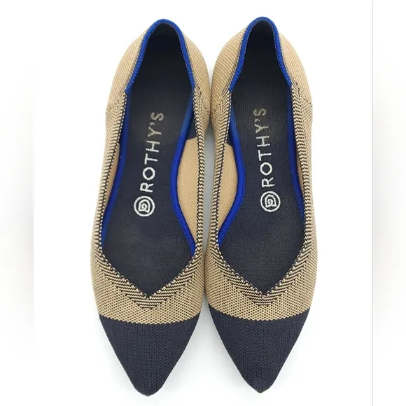 Rothy's THE POINT Pointed Toe Flats Limited Edition DUNE CAP TOE Size 8.5