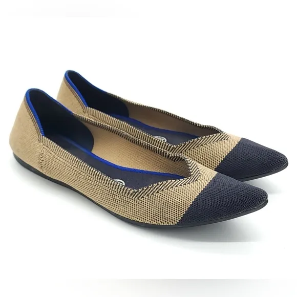 Rothy's THE POINT Pointed Toe Flats Limited Edition DUNE CAP TOE Size 8.5