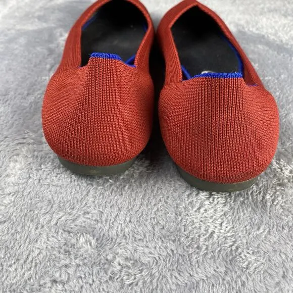 Rothy's “The Point” Red Ballet Flats Shoes Women’s Sz 9.5 Blue Halo Pointed Toe