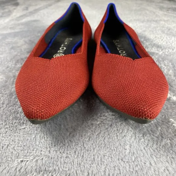Rothy's “The Point” Red Ballet Flats Shoes Women’s Sz 9.5 Blue Halo Pointed Toe