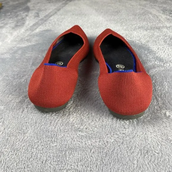 Rothy's “The Point” Red Ballet Flats Shoes Women’s Sz 9.5 Blue Halo Pointed Toe
